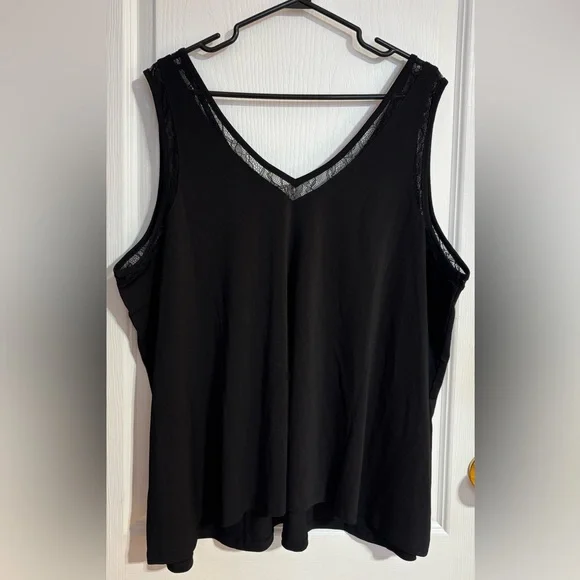 NWT Torrid Studio Crepe Jersey Lace Inset V-Neck Black Sleeveless Tank Top 3X - Picture 6 of 8